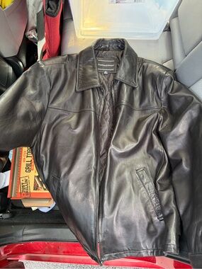 Preswick & Moore Black Leather Jacket - XL Classic Zip Front & Quilted Lining
